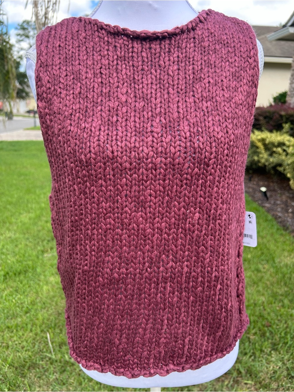 NWT🌷Free People Opal Rolled Round Neck Sleeveless Sweater Knit Tank Top - Picture 4 of 11